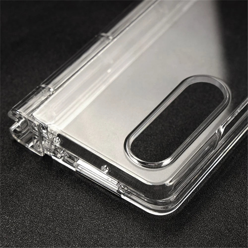 For Samsung Galaxy Z Fold4 5G Transparent Folding Phone Case Wear-resistant Anti-fall Cover with Pen Holder - 7