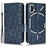 For Nothing phone (1) 5G Anti-collision Triangle Pattern Imprinted Case, Wallet Stand Design PU Leather+TPU Phone Cover with Strap - Blue - 1