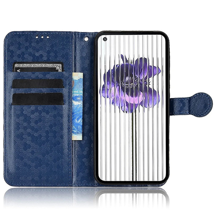 Dot Pattern Imprinted Phone Case for Nothing phone (1) 5G, Dustproof PU Leather Stand Wallet Cover - Sapphire - 2