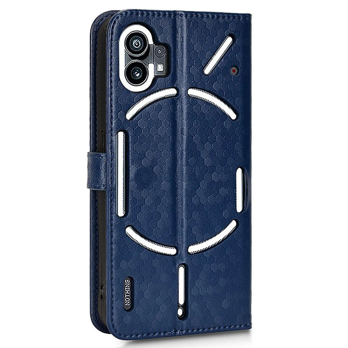 Dot Pattern Imprinted Phone Case for Nothing phone (1) 5G, Dustproof PU Leather Stand Wallet Cover - Sapphire - 7