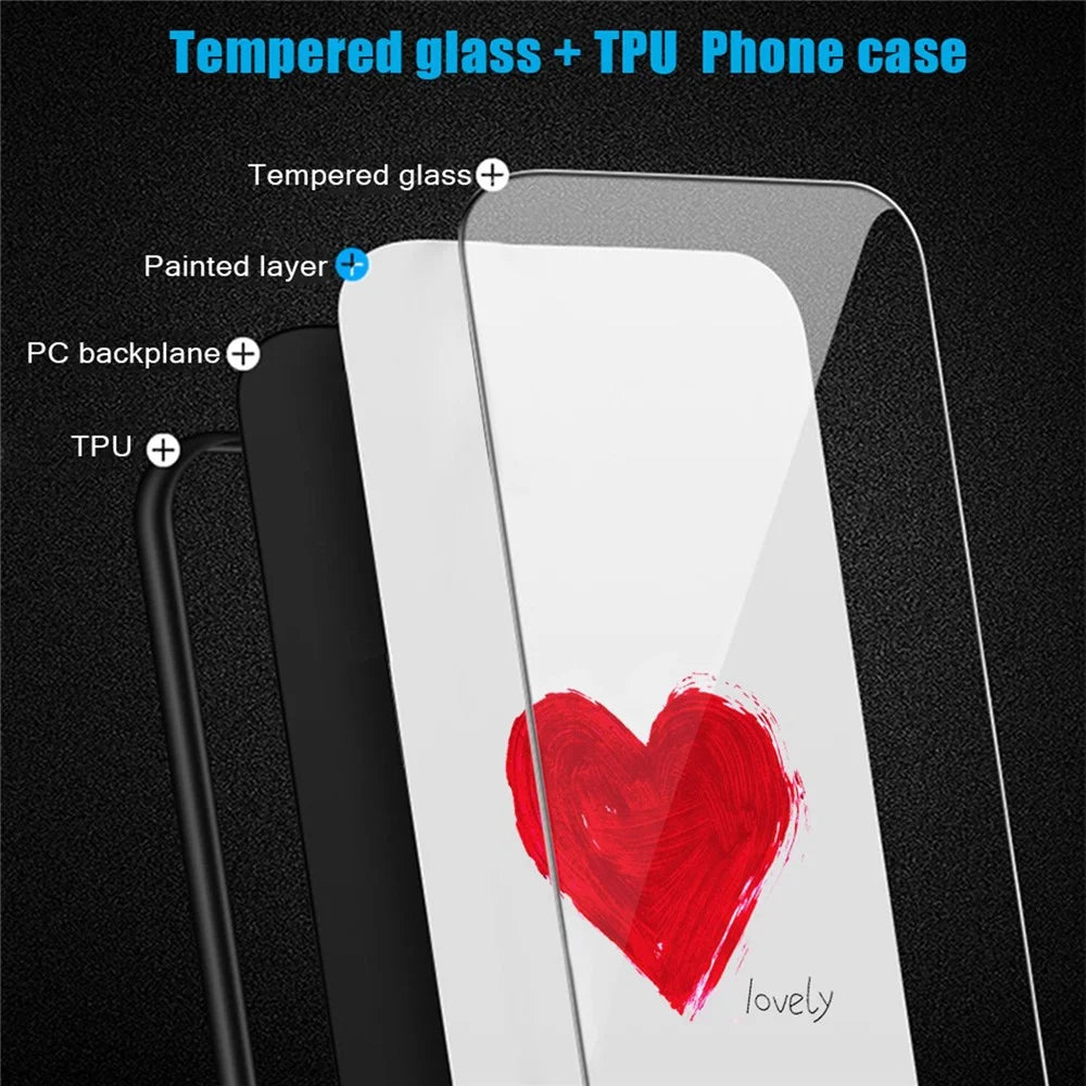 For Samsung Galaxy A53 5G Tempered Glass Pattern Printing Slim Case Hard PC Soft TPU Anti-Scratch Cover - Bird - 4