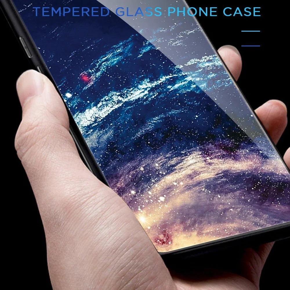 For Samsung Galaxy A53 5G Tempered Glass Pattern Printing Slim Case Hard PC Soft TPU Anti-Scratch Cover - Bird - 6