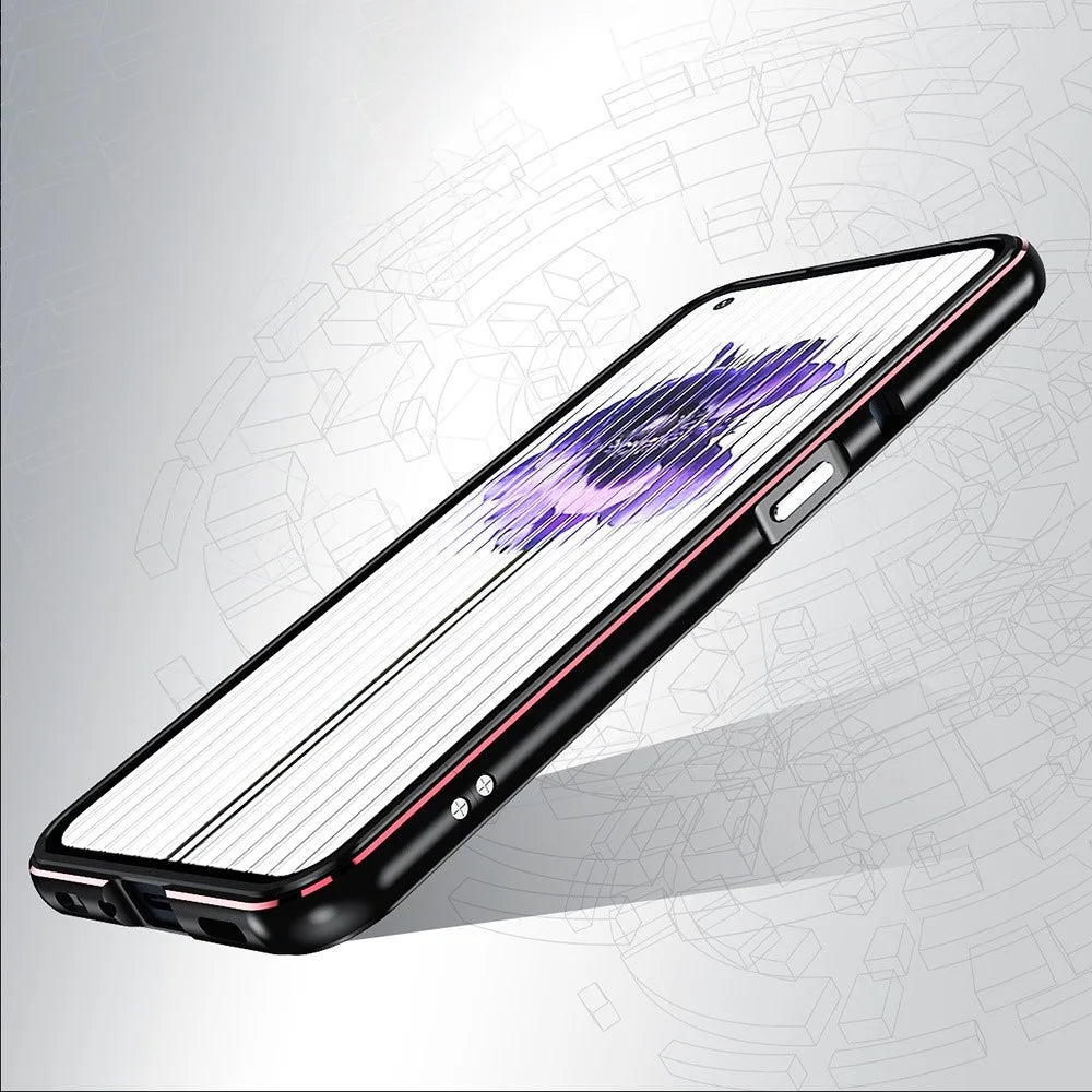 For Nothing phone (1) 5G Metal Bumper Case Two Section Phone Cover with Camera Lens Cover - Silver - 3