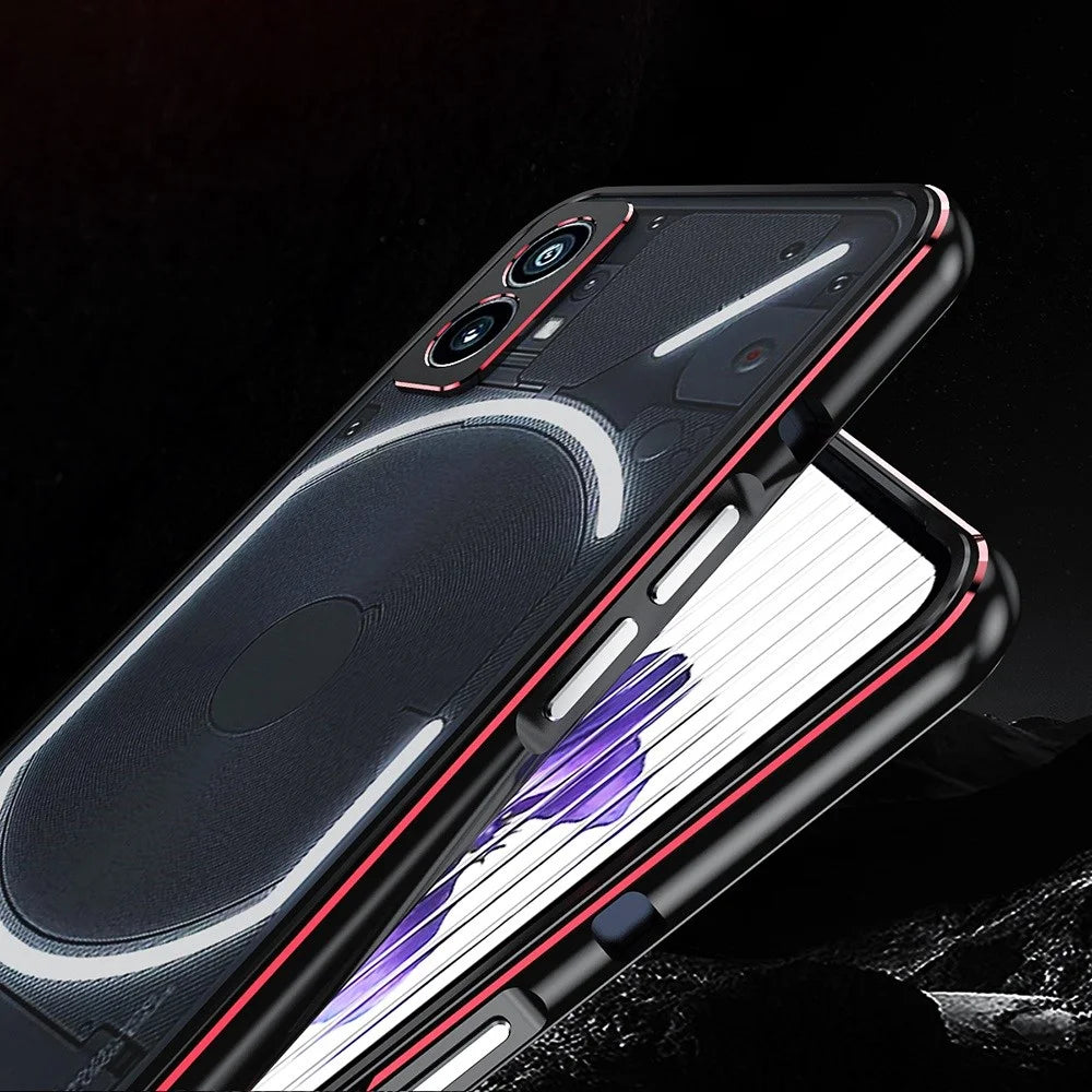 For Nothing phone (1) 5G Metal Bumper Case Two Section Phone Cover with Camera Lens Cover - Silver - 4