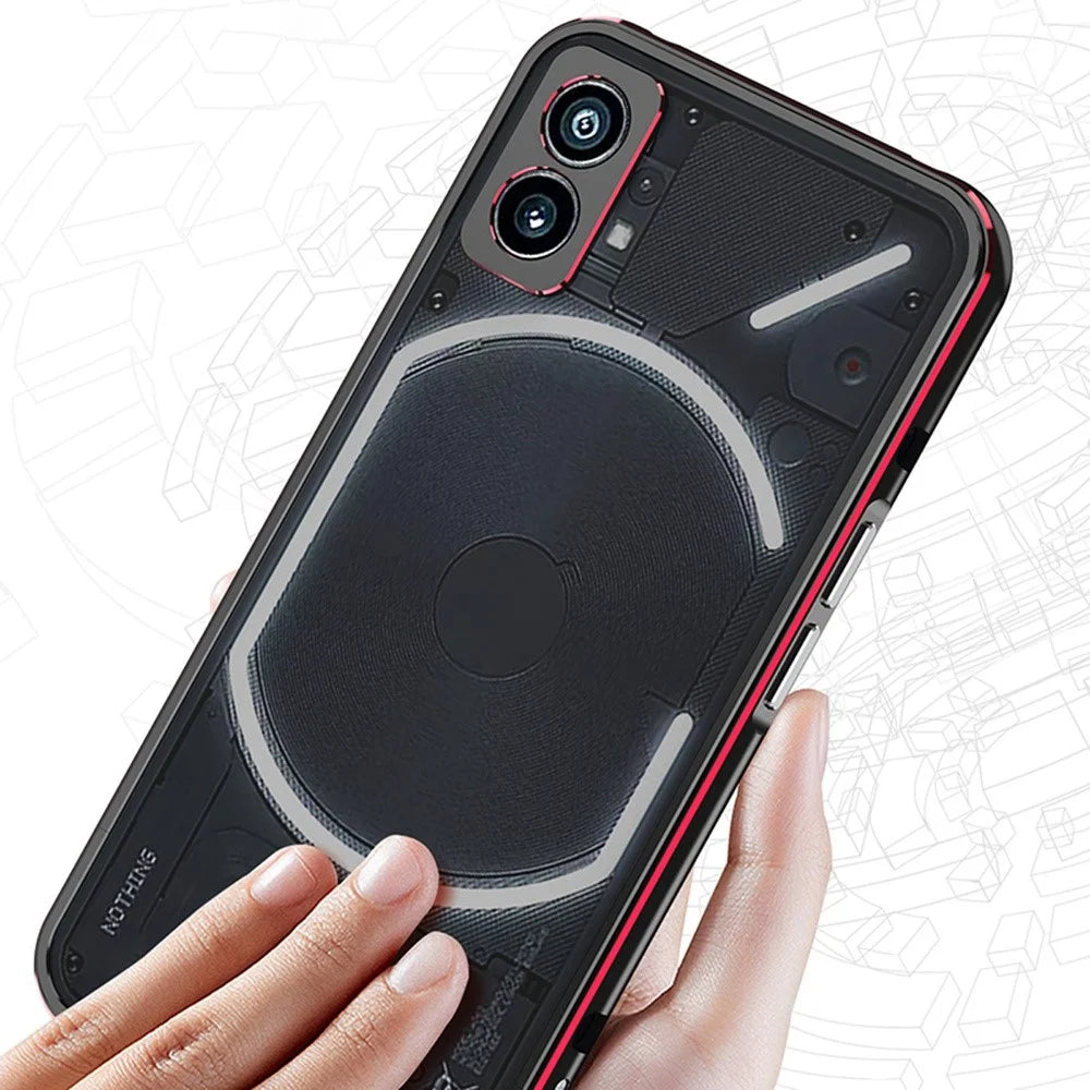 For Nothing phone (1) 5G Metal Bumper Case Two Section Phone Cover with Camera Lens Cover - Silver - 6