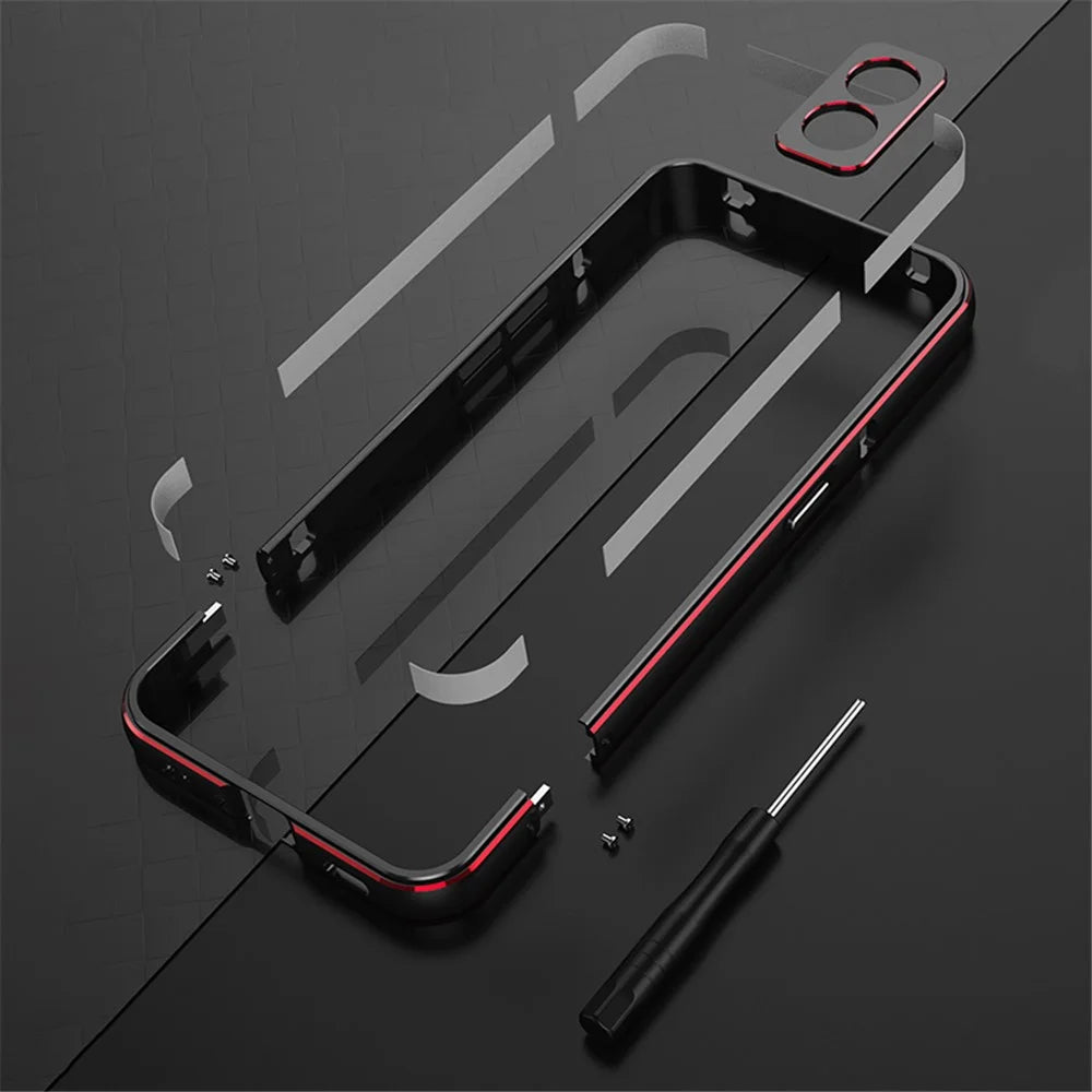 For Nothing phone (1) 5G Metal Bumper Case Two Section Phone Cover with Camera Lens Cover - Silver - 7