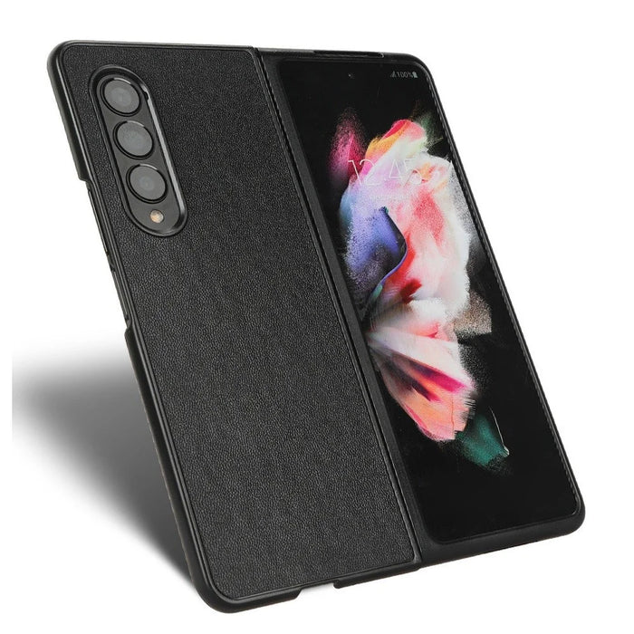 For Samsung Galaxy Z Fold4 5G Leather Coated PC Phone Case Shockproof Anti-wear Protective Cover - Black - 2