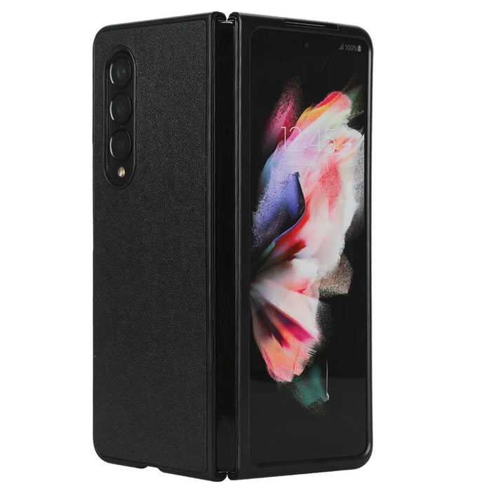 For Samsung Galaxy Z Fold4 5G Leather Coated PC Phone Case Shockproof Anti-wear Protective Cover - Black - 3