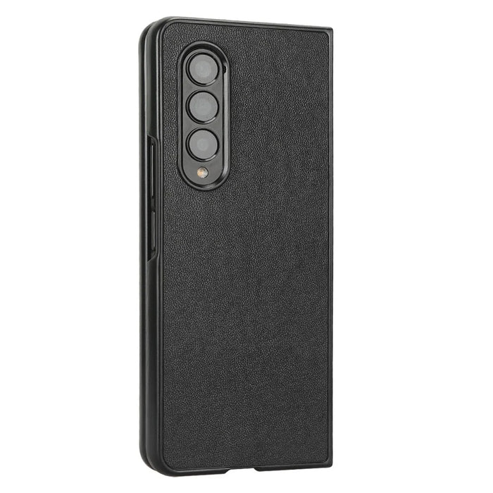 For Samsung Galaxy Z Fold4 5G Leather Coated PC Phone Case Shockproof Anti-wear Protective Cover - Black - 4
