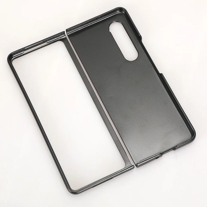 For Samsung Galaxy Z Fold4 5G Leather Coated PC Phone Case Shockproof Anti-wear Protective Cover - Black - 5