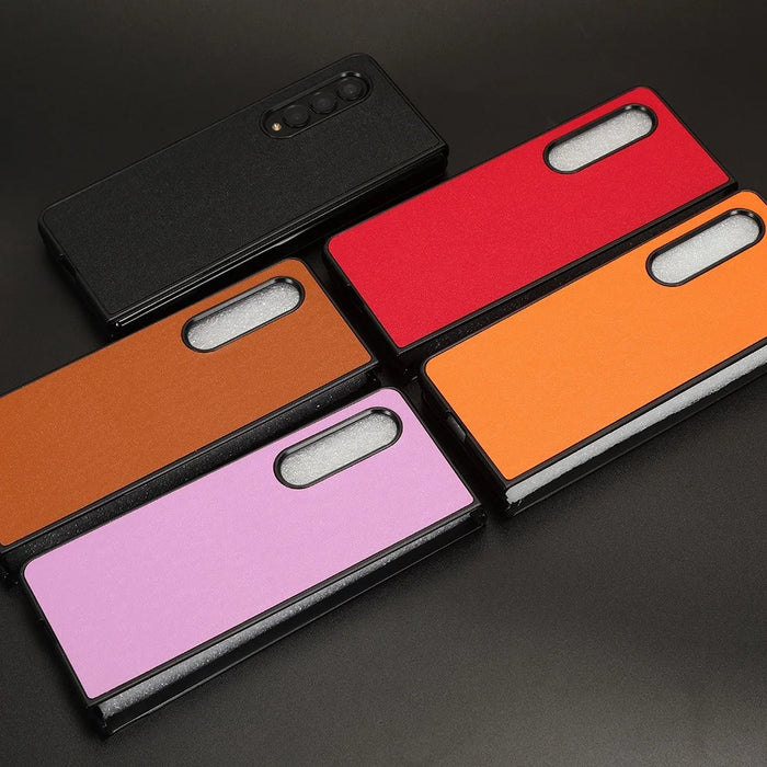 For Samsung Galaxy Z Fold4 5G Leather Coated PC Phone Case Shockproof Anti-wear Protective Cover - Black - 7