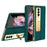 Anti-drop Back Cover For Samsung Galaxy Z Fold3 5G, Electroplating Cross Texture Phone Case Kickstand with Tempered Glass Film - Green - 1
