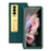 Anti-drop Back Cover For Samsung Galaxy Z Fold3 5G, Electroplating Cross Texture Phone Case Kickstand with Tempered Glass Film - Green - 2