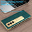Anti-drop Back Cover For Samsung Galaxy Z Fold3 5G, Electroplating Cross Texture Phone Case Kickstand with Tempered Glass Film - Green - 4