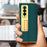 Anti-drop Back Cover For Samsung Galaxy Z Fold3 5G, Electroplating Cross Texture Phone Case Kickstand with Tempered Glass Film - Green - 6
