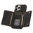 For iPhone 14 Pro Max 6.7 inch Tri-fold Wallet Kickstand Phone Back Cover PU Leather + TPU Anti-scratch Case - Black - 5