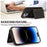 For iPhone 14 Pro Max 6.7 inch Tri-fold Wallet Kickstand Phone Back Cover PU Leather + TPU Anti-scratch Case - Black - 6