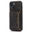 For iPhone 13 6.1 inch Tri-fold Card Holder Wallet Phone Kickstand Cover PU Leather + TPU Shockproof Case - Black - 1