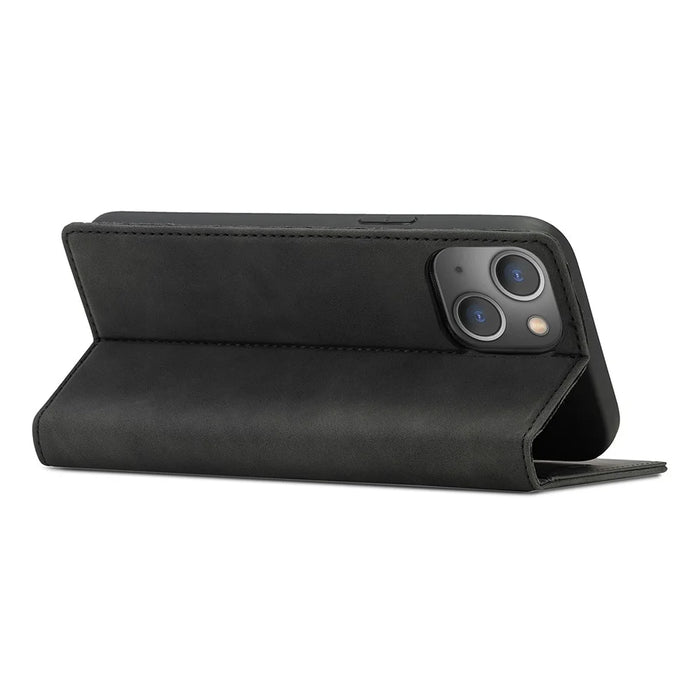 LC.IMEEKE For iPhone 14 Plus PU Leather Wallet Folio Flip Case Magnetic Auto-absorbed Stand Cover - Black - 4