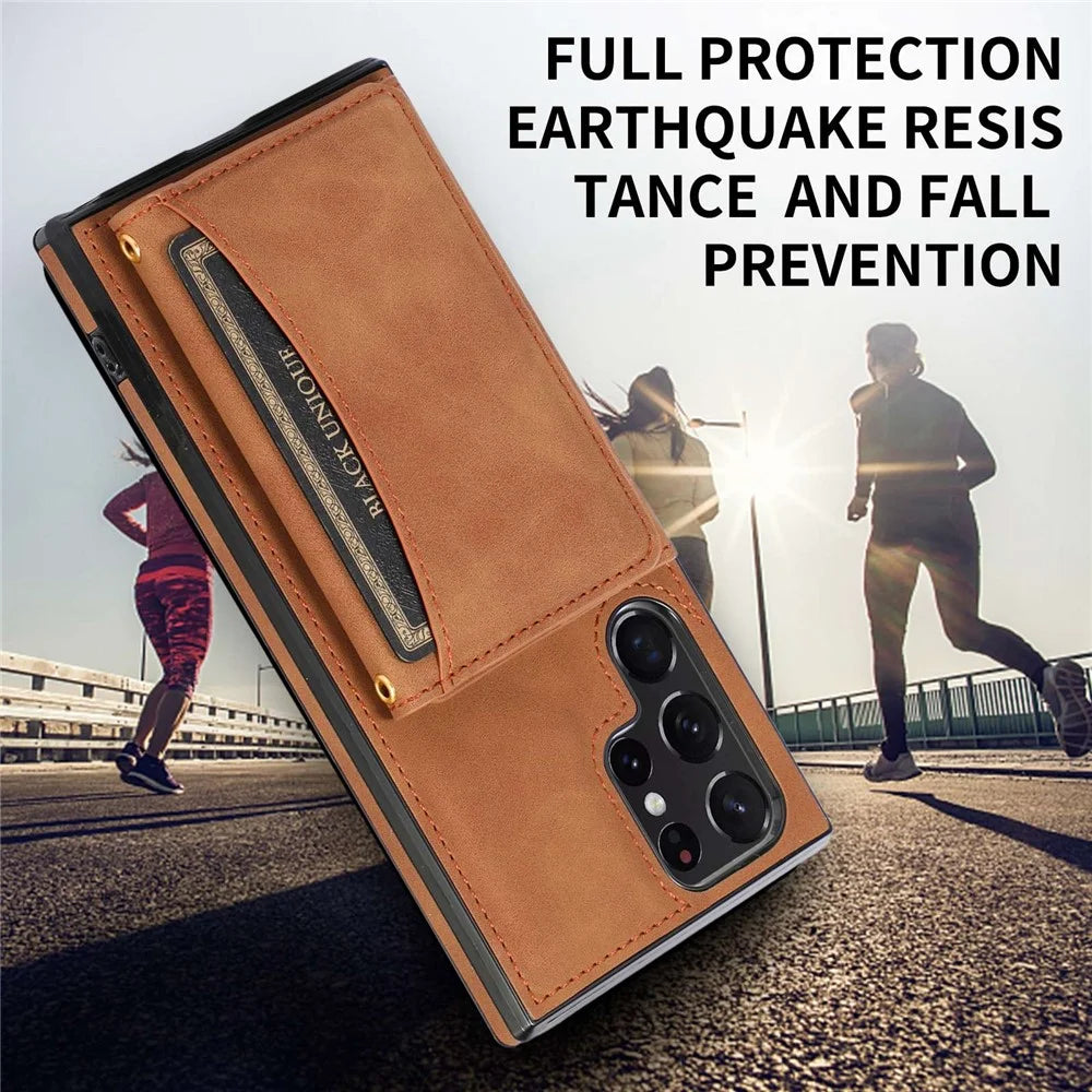 For Samsung Galaxy S21 Ultra 5G Wallet Phone Case Well-protected Anti-fall Multiple Card Slots Leather Coated TPU Shell - Brown - 7