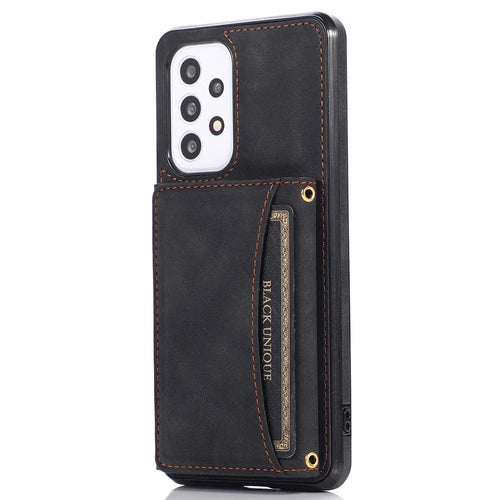 For Samsung Galaxy A52 4G / 5G / A52s 5G Wallet Kickstand Phone Case Leather Coated TPU Anti-drop Protective Shell - Black - 1
