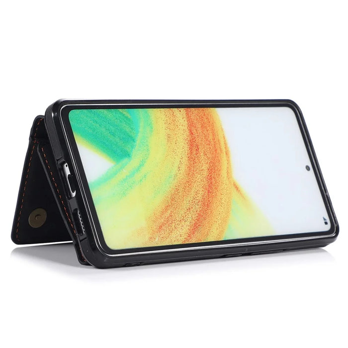 For Samsung Galaxy A52 4G / 5G / A52s 5G Wallet Kickstand Phone Case Leather Coated TPU Anti-drop Protective Shell - Black - 2