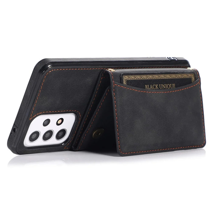 For Samsung Galaxy A52 4G / 5G / A52s 5G Wallet Kickstand Phone Case Leather Coated TPU Anti-drop Protective Shell - Black - 3