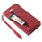For Samsung Galaxy A53 5G Zipper Pocket Design PU Leather Wallet Case Multi-Functional 9 Card Slots Stand Protective Cover with Wrist Strap - Red - 7