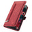 For Samsung Galaxy S22 5G PU Leather Zipper Folio Wallet Case Multi-Functional 9 Card Holder Slots Flip Protective Phone Cover with  Wrist Strap - Red - 5