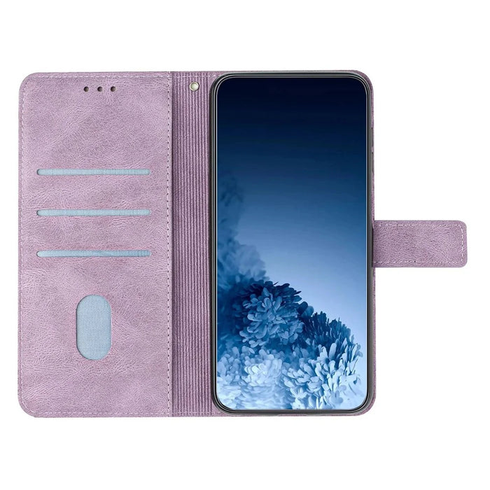 For iPhone 14 Plus Mandala Flower Imprinted Wallet Case PU Leather Wrist Strap Stand Feature Flip Cover - Purple - 2