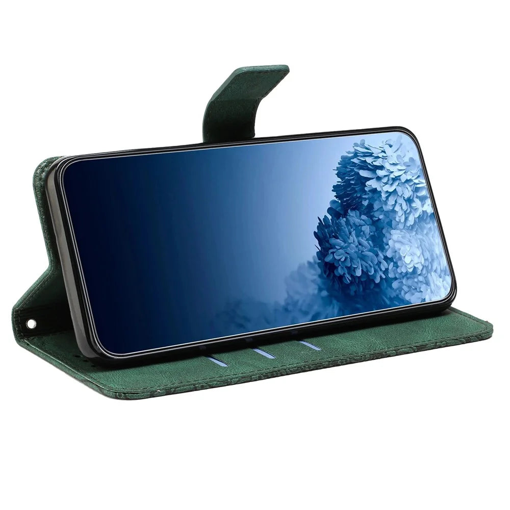 For iPhone 14 Pro Max 6.7 inch Imprinted Mandala Flower PU Leather Phone Case Wallet Stand Magnetic Protective Cover with Wrist Strap - Green - 3