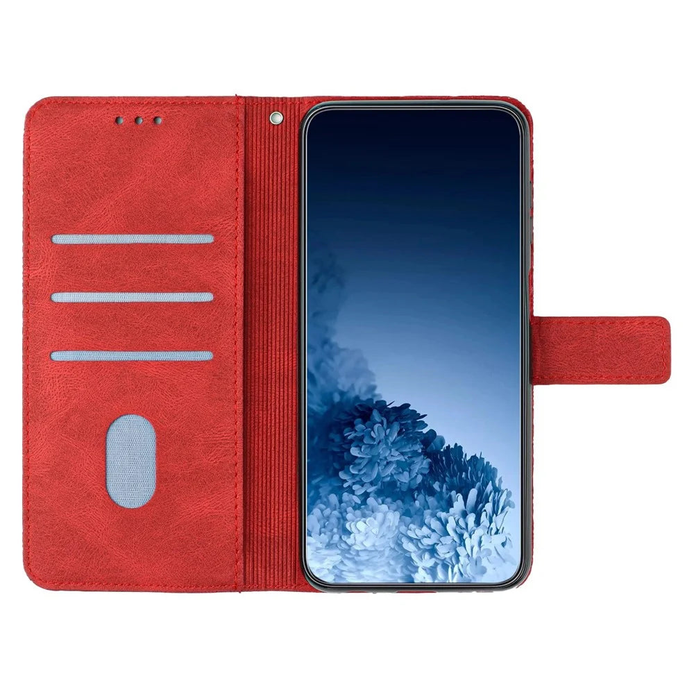 For iPhone 14 Pro 6.1 inch Imprinted Mandala Flower Wallet Case PU Leather Soft TPU Folio Flip Cover with Strap - Red - 2