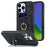 For iPhone 14 Pro Max 6.7 inch Retro Phone Case Leather Coated TPU Ring Holder Kickstand Feature Anti-fall Shell with Card Slots - Black - 1