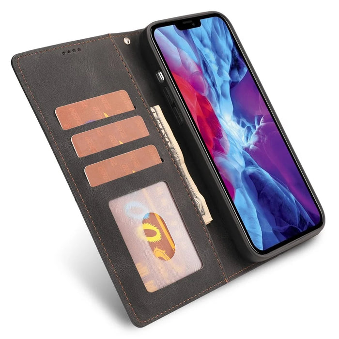 For iPhone 14 Plus PU Leather Full Protection Phone Wallet Case Flip Stand Protective Cover with Strap - Black - 2
