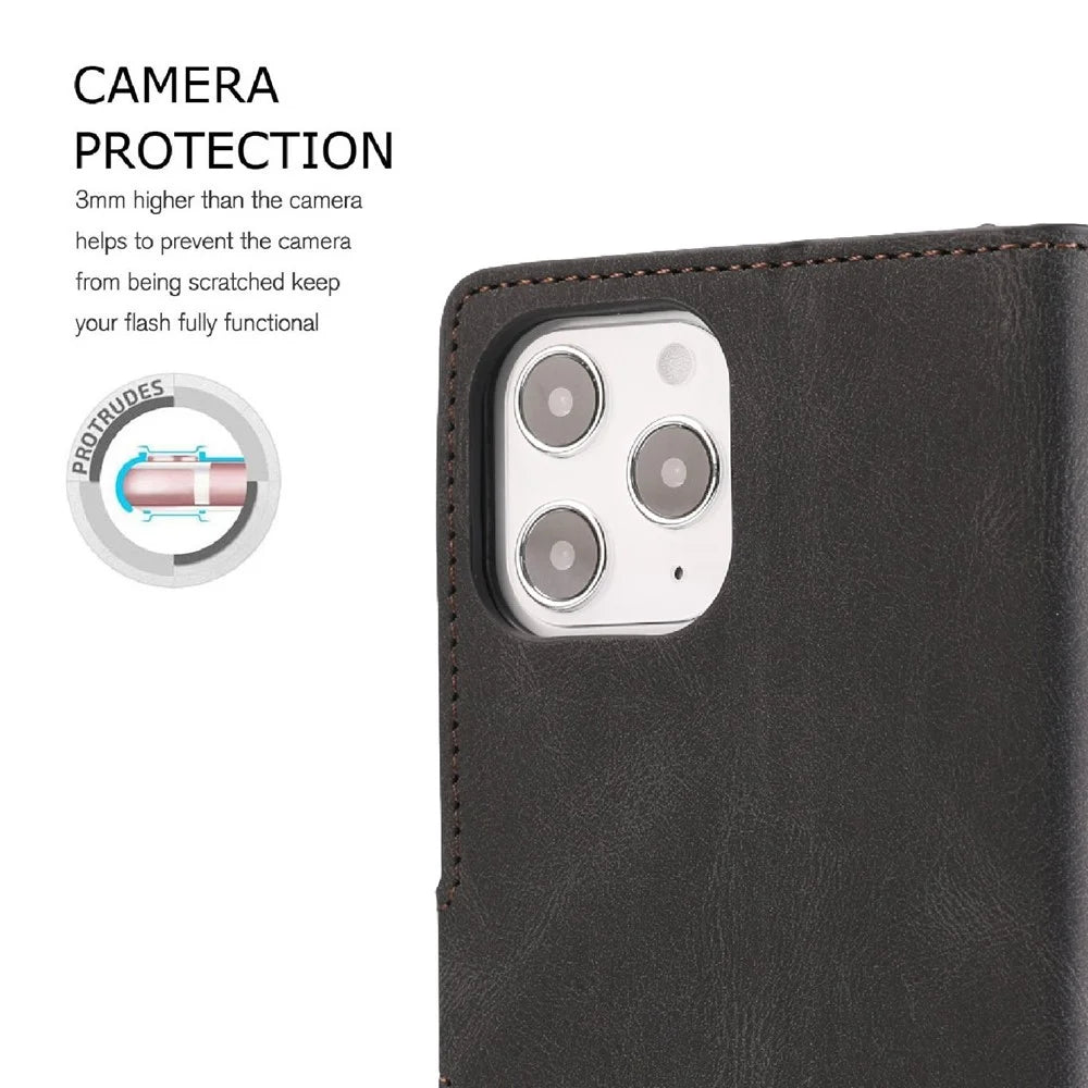 For iPhone 14 Pro Max 6.7 inch PU Leather Wallet Function Phone Shockproof Case Anti-drop Stand Cover with Strap - Black - 6