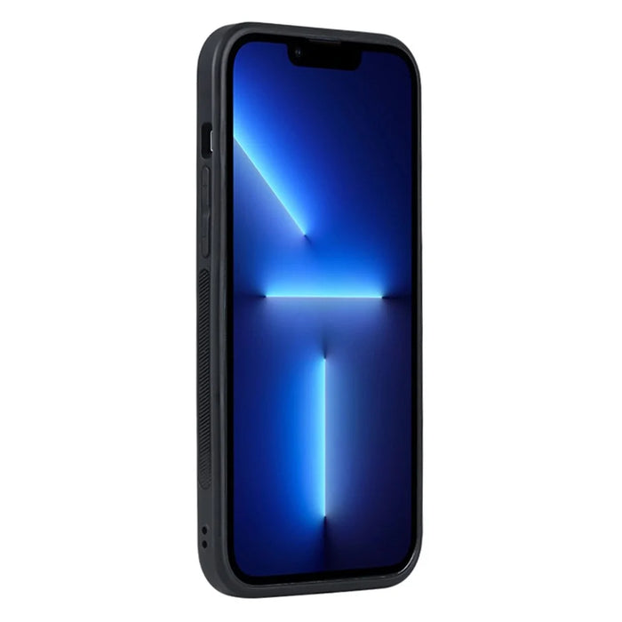 AZNS For iPhone 13 Pro Phone Case PU Leather Coated TPU Drop-proof Mobile Phone Cover - Black - 4