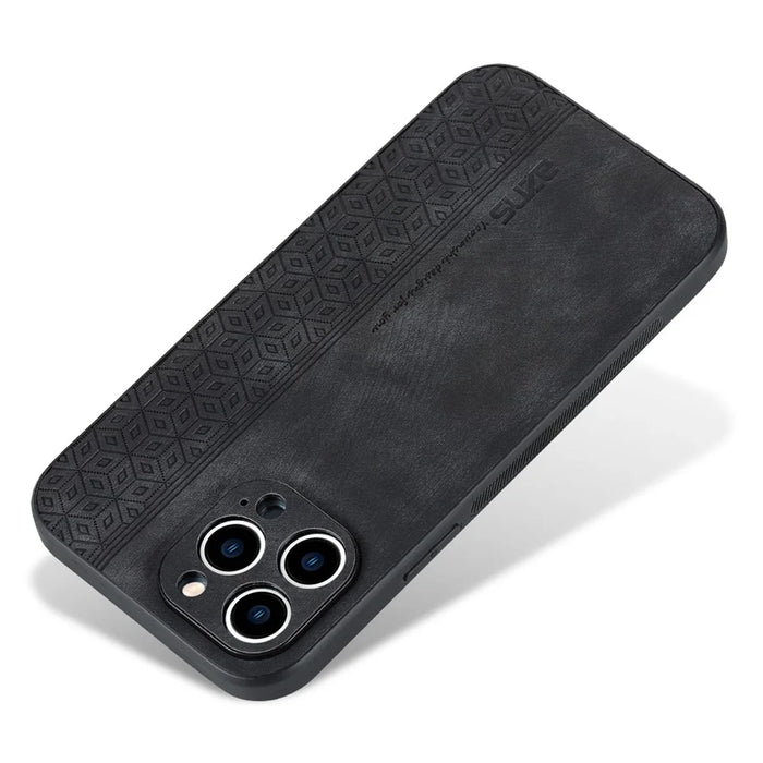 AZNS For iPhone 13 Pro Phone Case PU Leather Coated TPU Drop-proof Mobile Phone Cover - Black - 5