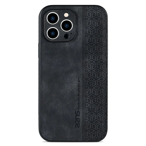 AZNS For iPhone 13 Pro Max 6.7 inch Anti-scratch Phone Case PU Leather Coated TPU Shockproof Mobile Phone Cover - Black - 2