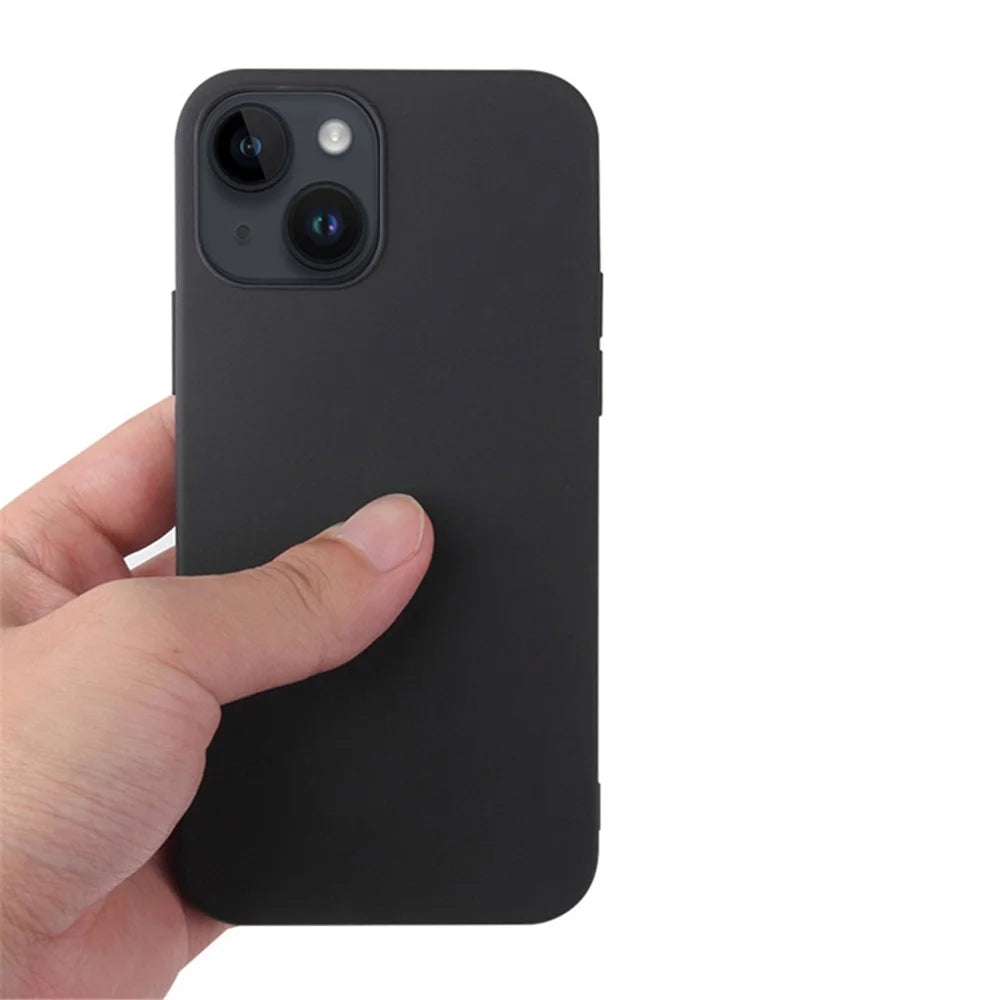 For iPhone 14 / 13 Matte Surface Flexible TPU Phone Cover Anti-Drop Back Case - Black - 3