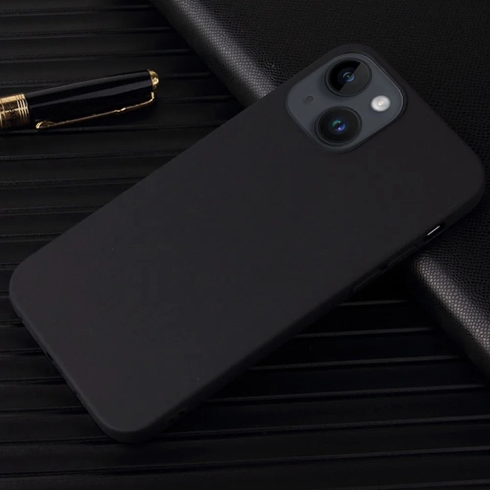 For iPhone 15 Plus / 14 Plus Matte Surface Soft TPU Phone Back Cover Anti-Drop Anti-Fingerprint Case - Black - 2