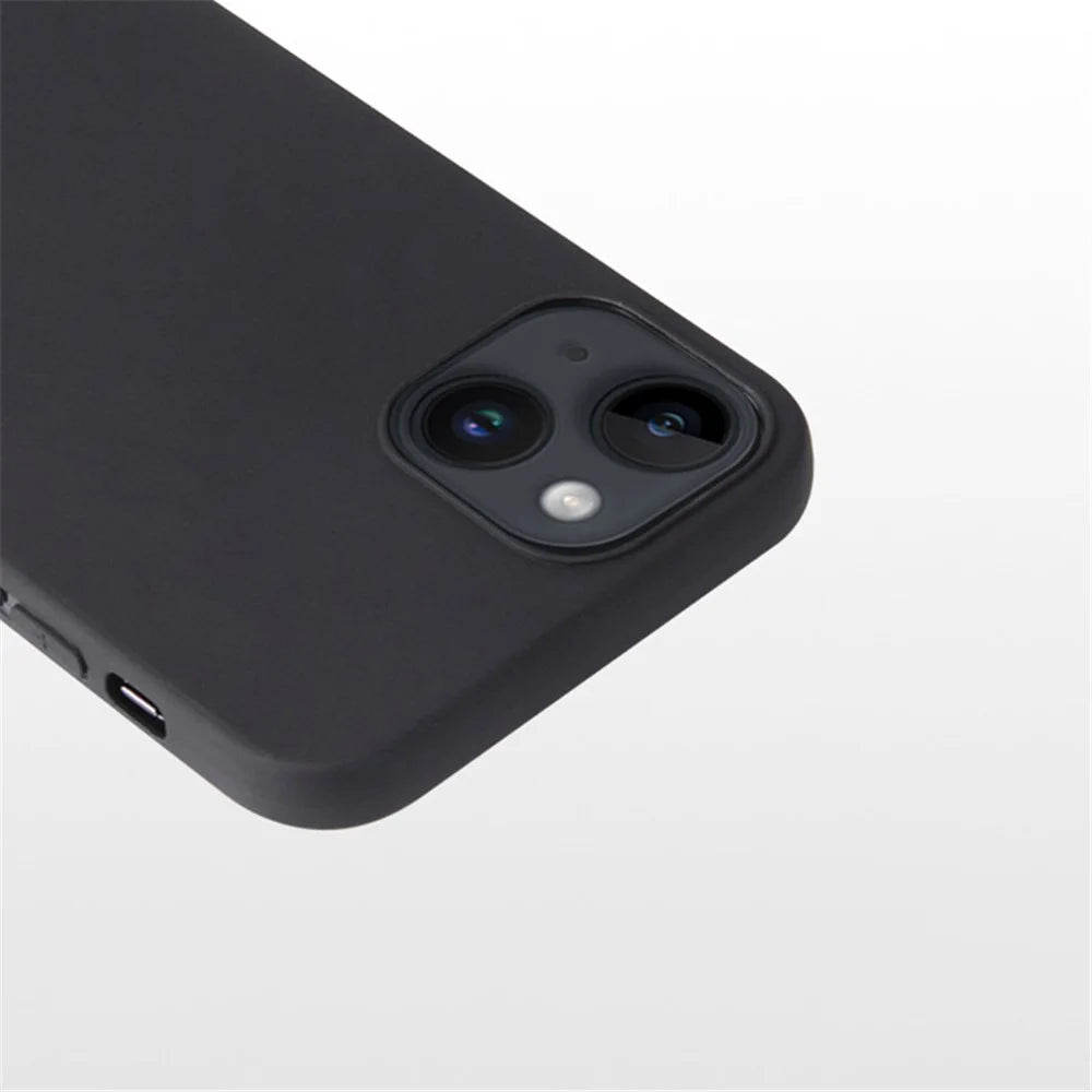 For iPhone 15 Plus / 14 Plus Matte Surface Soft TPU Phone Back Cover Anti-Drop Anti-Fingerprint Case - Black - 7