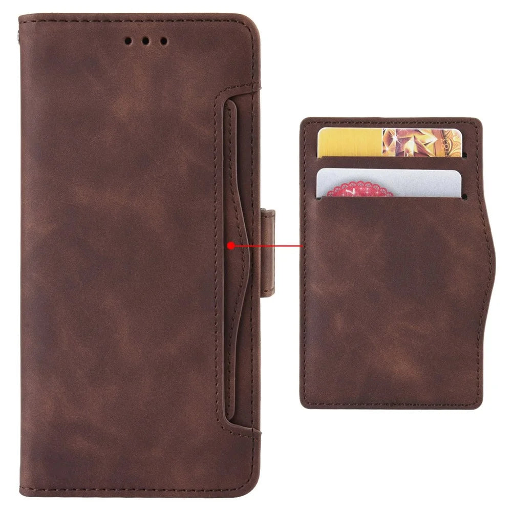 Shockproof Phone Cover For OnePlus 10T 5G / Ace Pro 5G, PU Leather Flip Wallet Case with Multiple Card Slots - Brown - 4