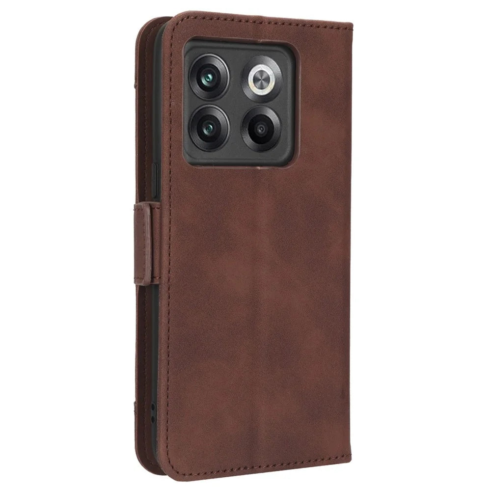 Shockproof Phone Cover For OnePlus 10T 5G / Ace Pro 5G, PU Leather Flip Wallet Case with Multiple Card Slots - Brown - 7