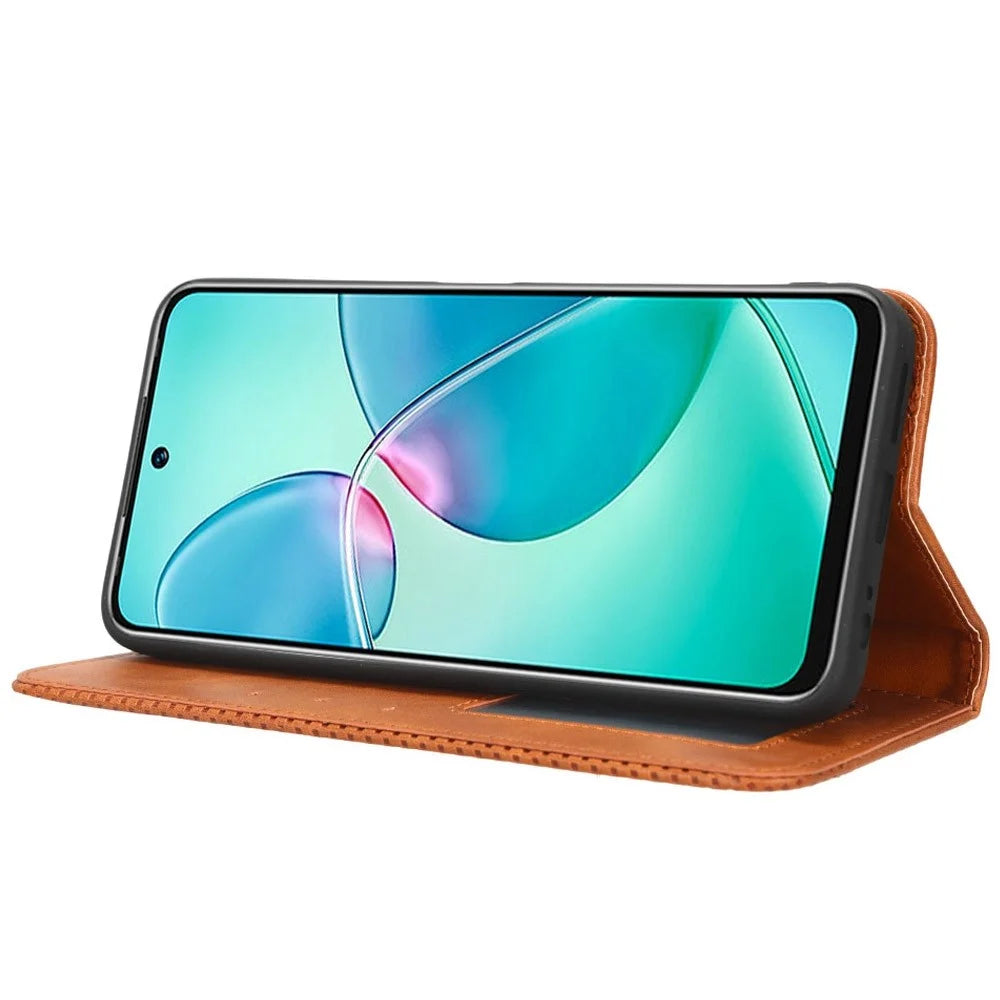For Infinix Note 12i X6819 Phone Case Retro Imprinted PU Leather Anti-Scratch Phone Cover Wallet Stand - Brown - 3
