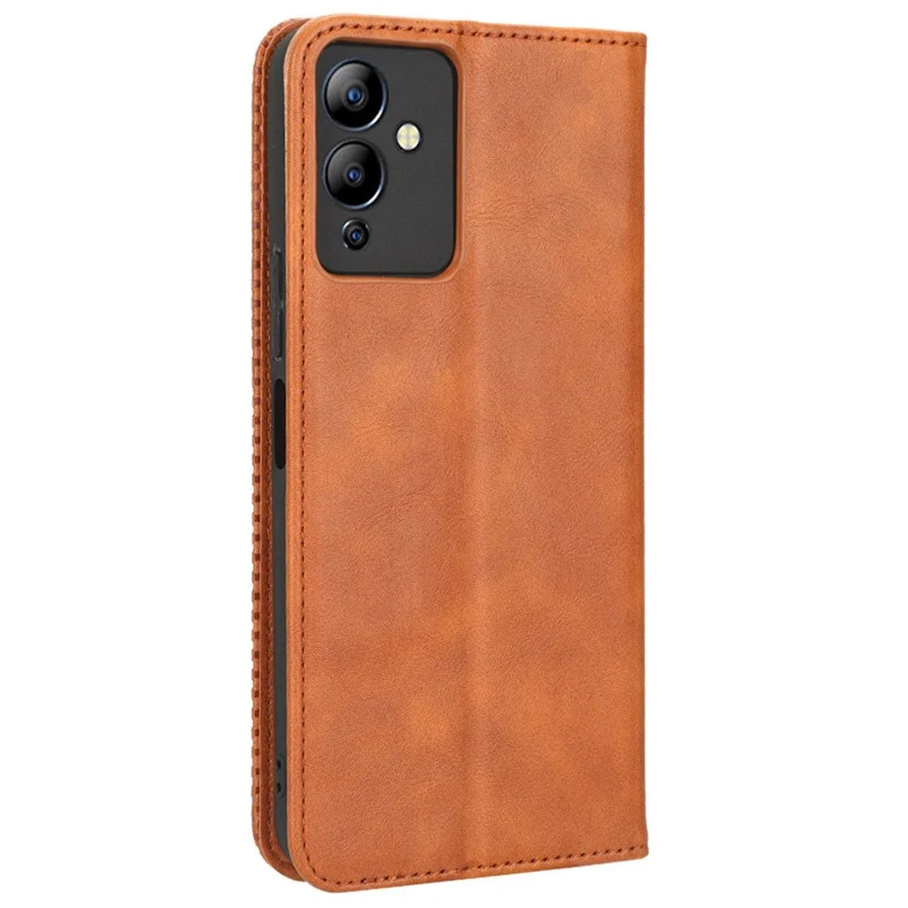 For Infinix Note 12i X6819 Phone Case Retro Imprinted PU Leather Anti-Scratch Phone Cover Wallet Stand - Brown - 7