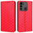 For TECNO Spark 8C 4G / Spark Go 2022 4G KG5 Case Imprinting Rhombus Pattern PU Leather Phone Stand  - Red - 1