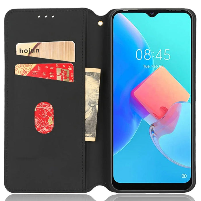 For TECNO Spark 8C 4G / Spark Go 2022 4G KG5 Case Imprinting Rhombus Pattern PU Leather Phone Stand  - Red - 2