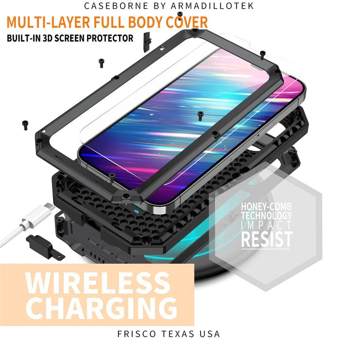 For iPhone 14 Pro Max 6.7 inch 2nd Generation Anti-scratch Phone Case Kickstand Sliding Camera Cover Phone Cover with Tempered Glass Screen Protector - Black - 3