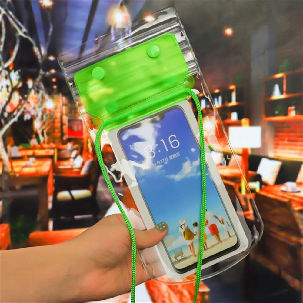 3-Layer Thicken Waterproof Bag for Under 7-inches Mobile Phone Beach Pool Dry Bag with Adjustable Lanyard - Green - 2