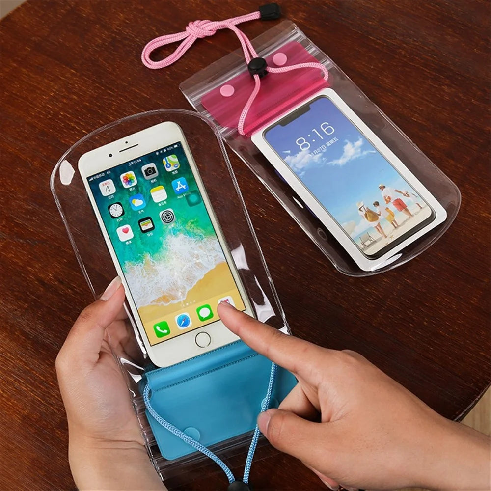 3-Layer Thicken Waterproof Bag for Under 7-inches Mobile Phone Beach Pool Dry Bag with Adjustable Lanyard - Green - 4